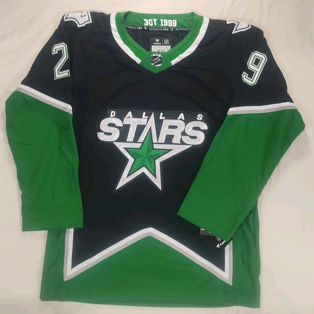 Jake Oettinger Dallas Stars Black and Green Jersey Mens Size Large 52